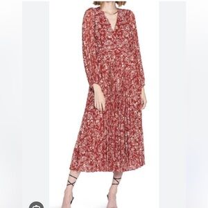 NWT En Saison Floral Red Midi Skirt, Size M